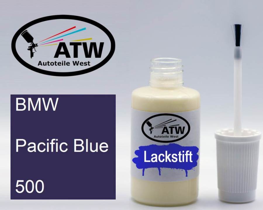 BMW, Pacific Blue, 500: 20ml Lackstift, von ATW Autoteile West.